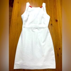 Zara Trafaluc Ivory Sleeveless Sheath Dress Cutout Crew Neck Lined